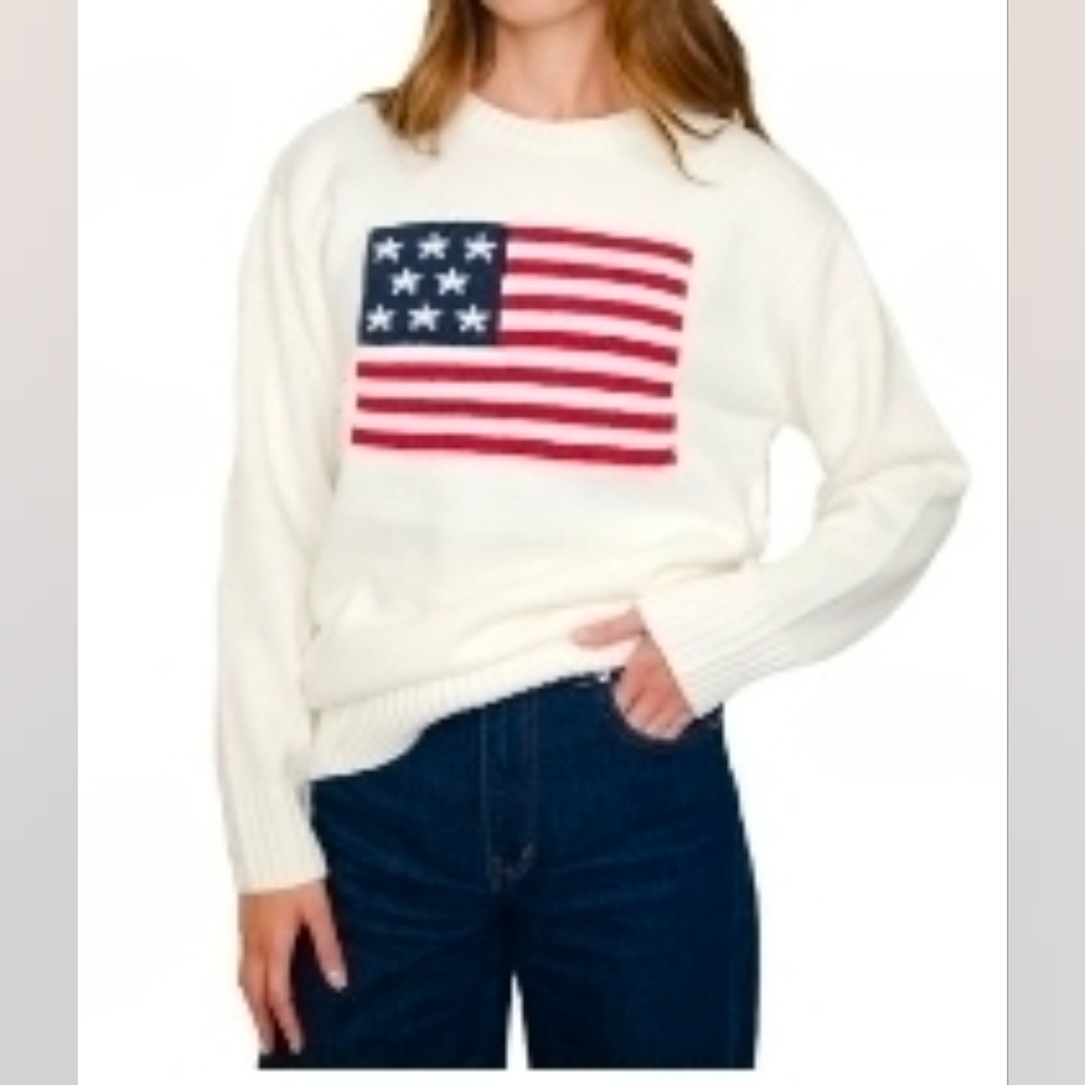 Women's White Flag Sweater Size L